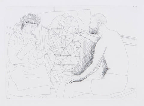Pablo Picasso "Peintre et Modele tricotant" from "Le Chef-d'Euvre Inconnu"