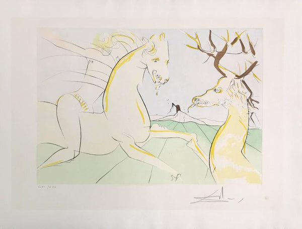 Salvador Dali "Le Cavalier et le Cerf" from "Le Bestiaire de la Fontaine"