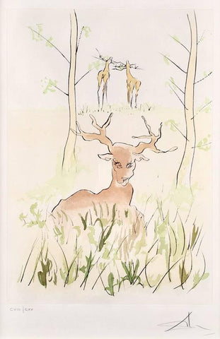 Salvador Dali "Le Cerf Malade" from "Le Bestiaire de la Fontaine"