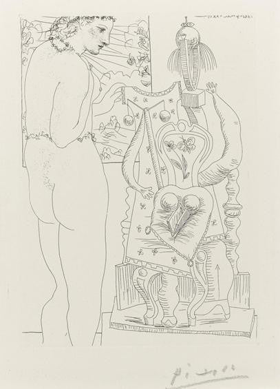 Pablo Picasso "Modèle et Sculpture Surréaliste" from "La Suite Vollard"